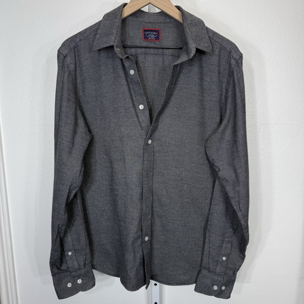 UNTUCKit Veneto WF Wrinkle-Free Button Down Shirt‎ Preppy Office Gray Mens M